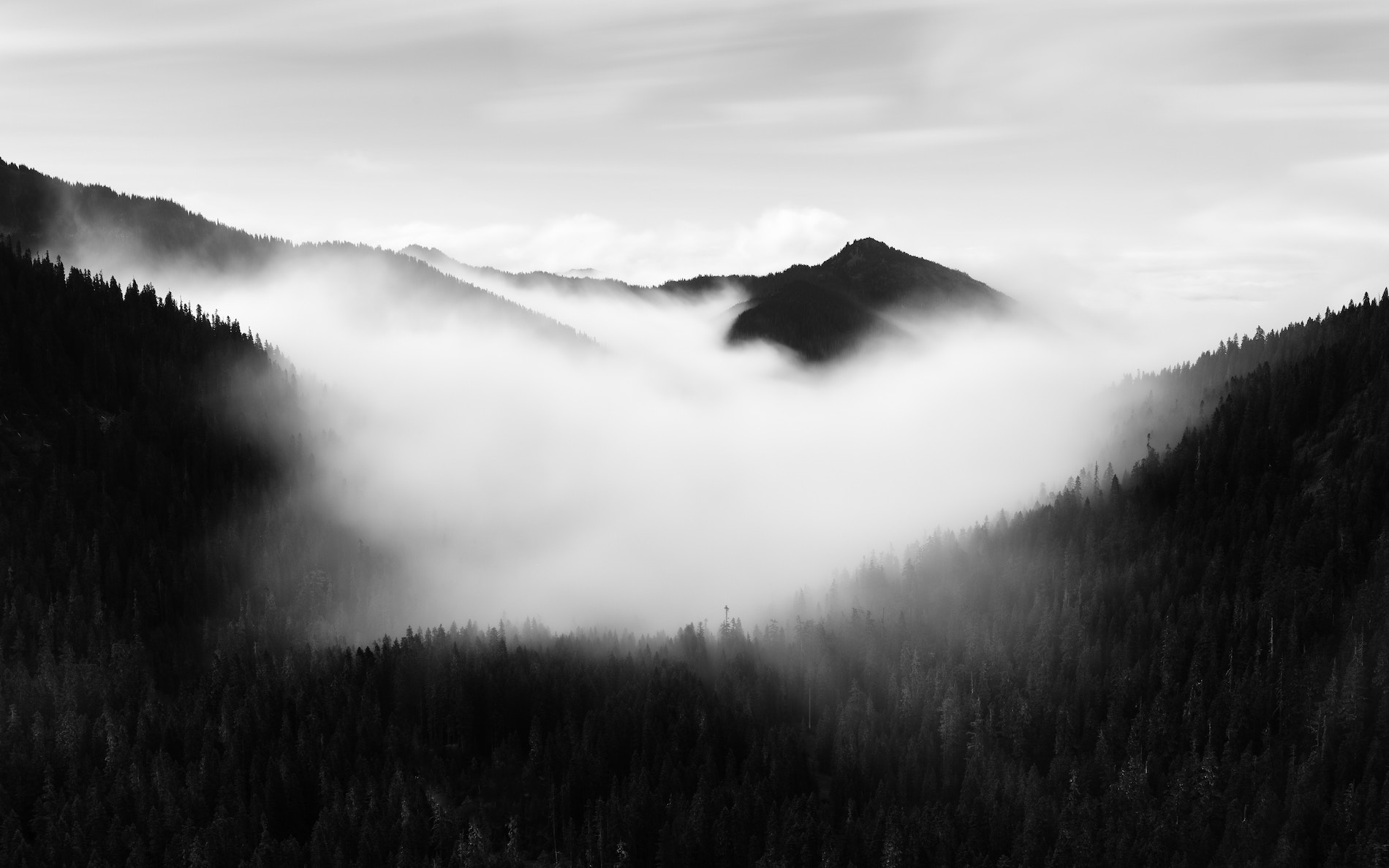 Black and white mountains